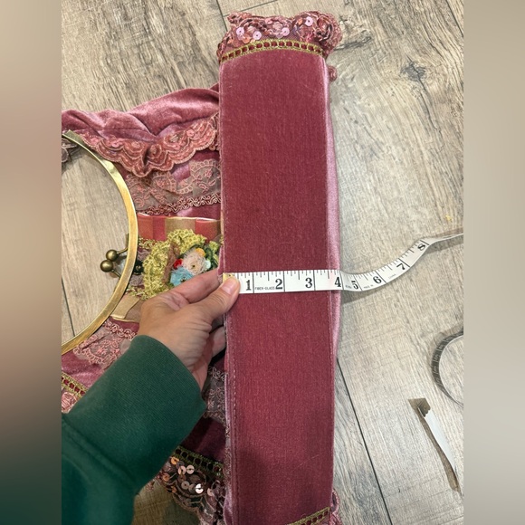 Nicole Lee Velvet Lace Embellished Bag Purse Pink Boho Girlhood Maximalist - Picture 4 of 10